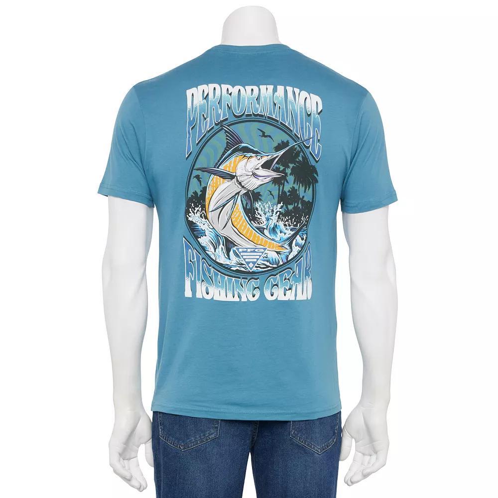 Men's Columbia PFG Short Sleeve Back Graphic Tee, Size: Small, Dusty Blue Product Image