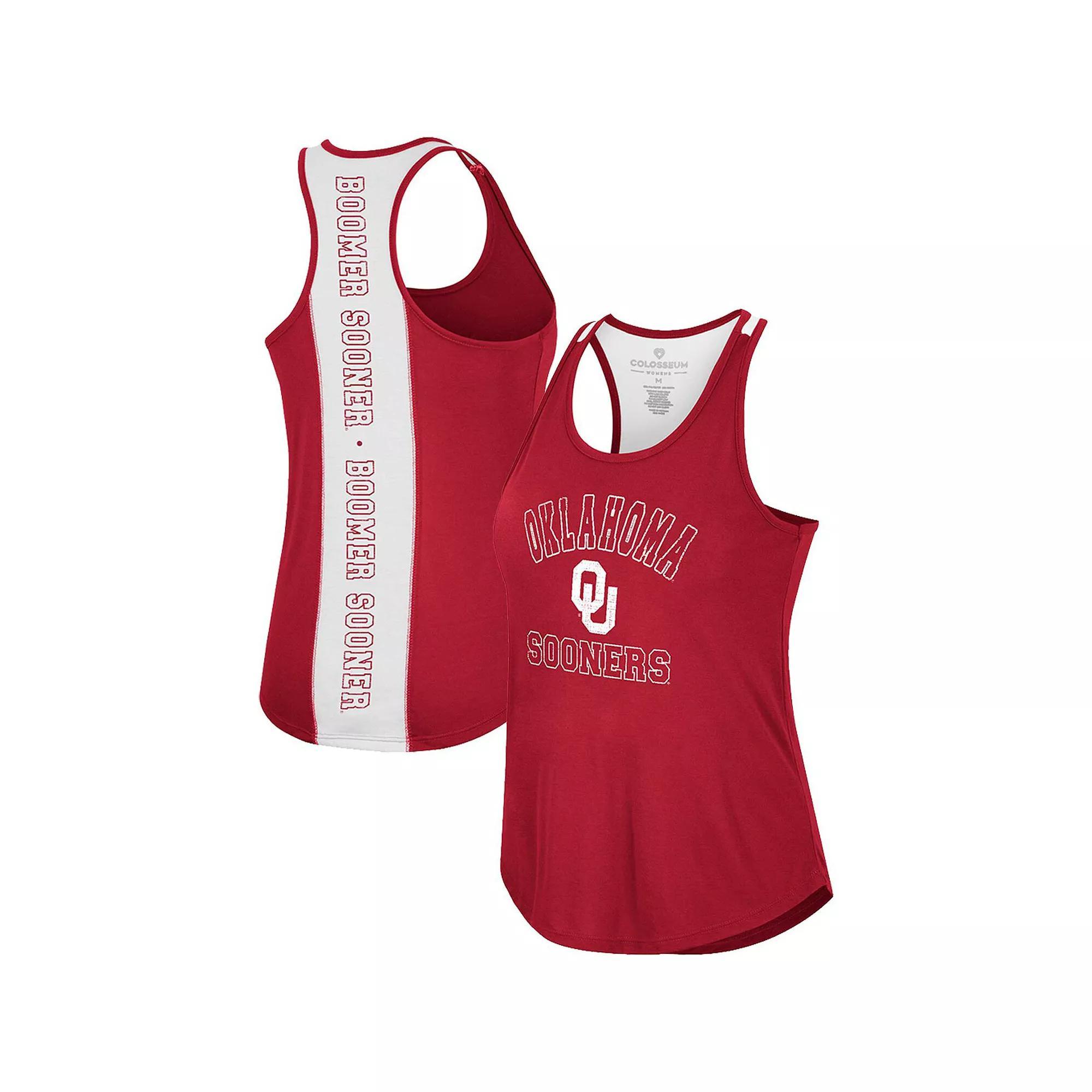 Women's Colosseum Crimson Oklahoma Sooners 10 Days Racerback Scoop Neck Tank Top, Size: 2XL, Red Product Image