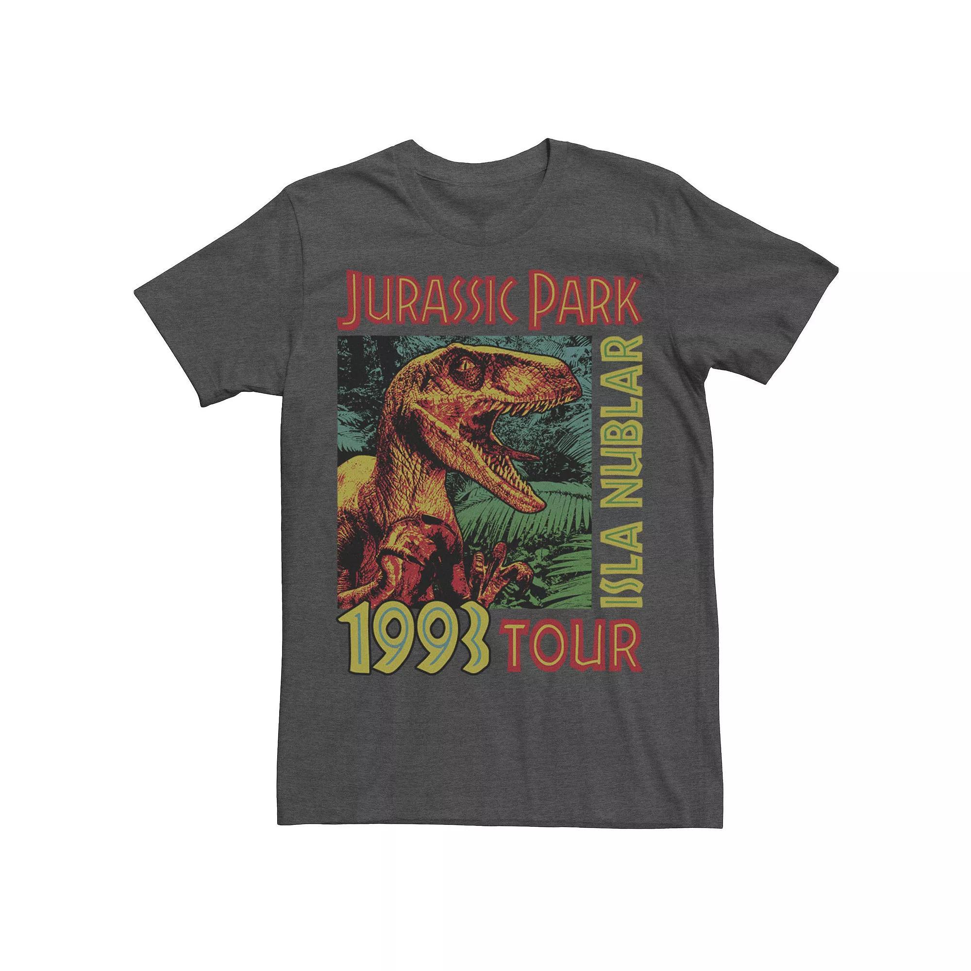 Men's Jurassic Park Isla Nublar 1993 Tour Poster Tee, Size: Small, Grey Heather Product Image