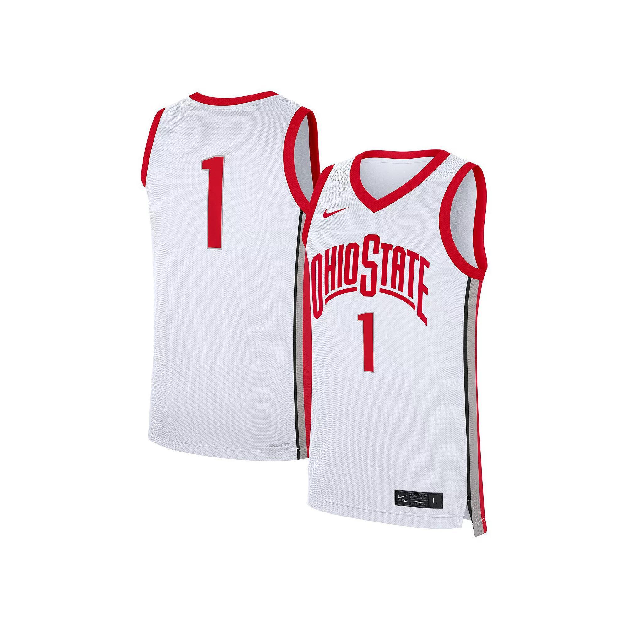 Men's Nike #1 White Ohio State Buckeyes Home Replica Jersey,  Product Image