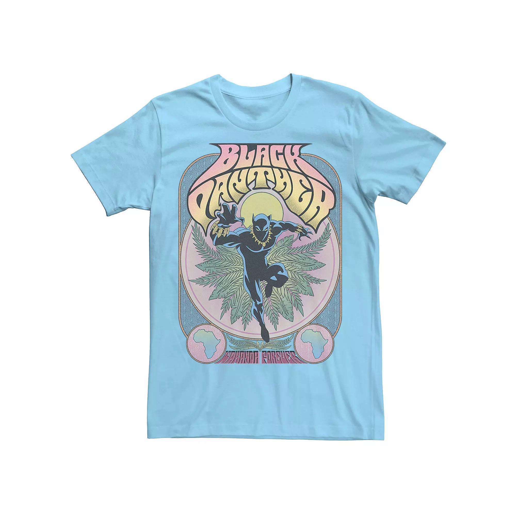 Men's Marvel Black Panther Vintage 70's Poster Style Tee, Size: Large, Light Blue Product Image