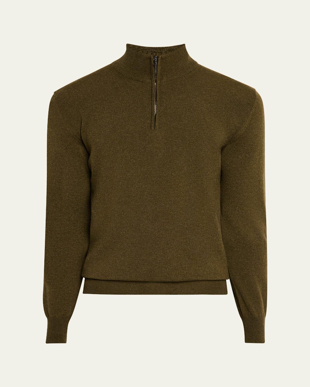 Mens Solid Cashmere Quarter-Zip Sweater Product Image