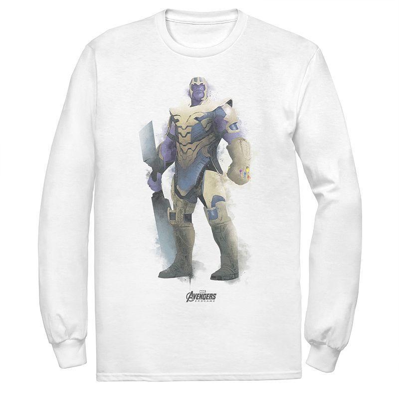 Men's Marvel Avengers Thanos Paint Long Sleeve Tee, Size: Medium, White Product Image