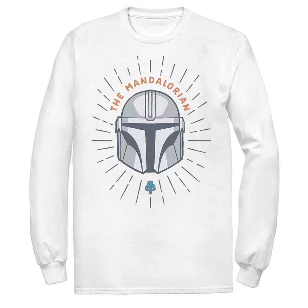 Men's Star Wars The Mandalorian Helmet Cartoon Tee, Size: Large, White Product Image