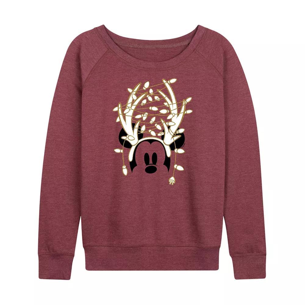 Disney's Mickey Mouse Women's Gold Antlers French Terry Long Sleeve Tee,  Product Image
