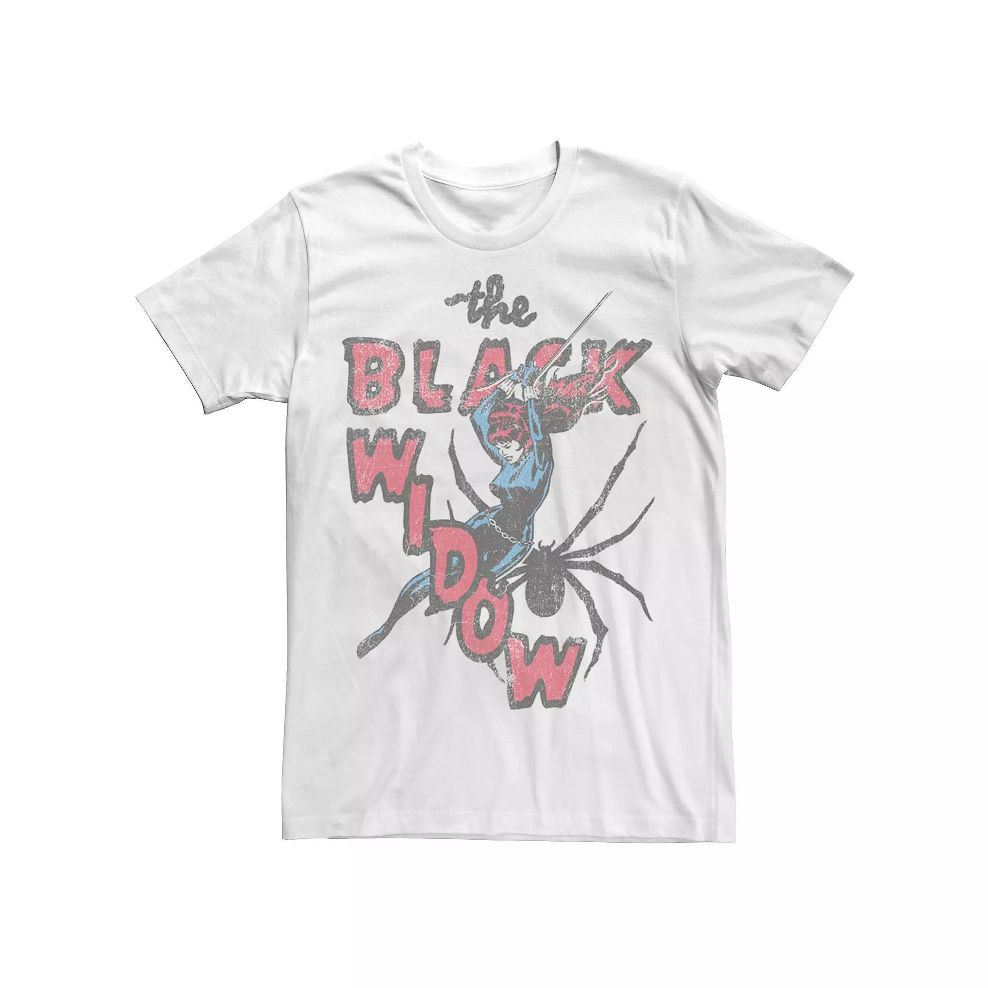 Men's Marvel Thrifted Black Widow Tee, Size: Medium, White Product Image