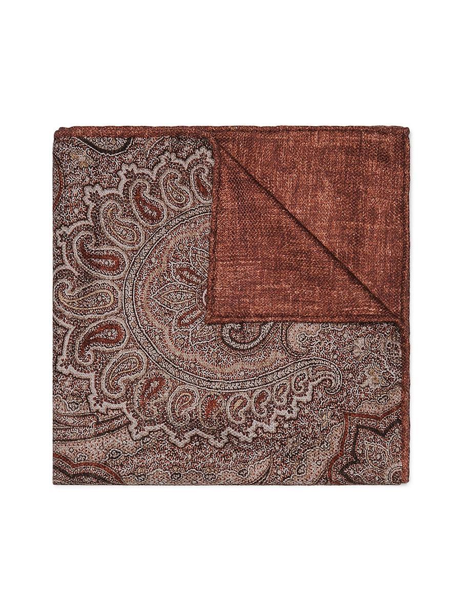 Mens Silk Pocket Square with Paisley Design Product Image