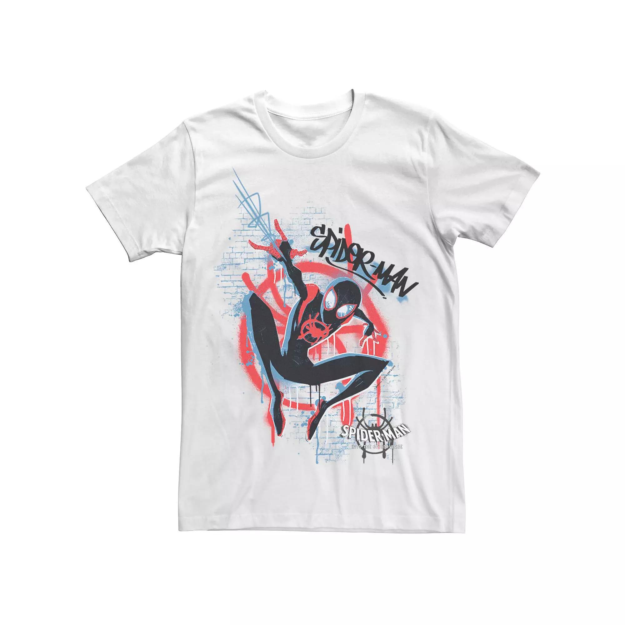 Men's Marvel Spider-Man Into The Spiderverse Miles Spray Paint Logo Tee,  Product Image