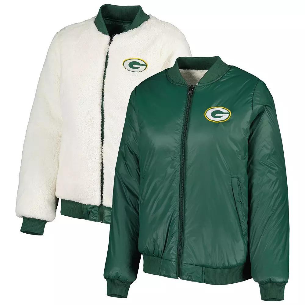 Women's G-III 4Her by Carl Banks Oatmeal/Green Green Bay Packers Switchback Reversible Full-Zip Jacket,  Product Image