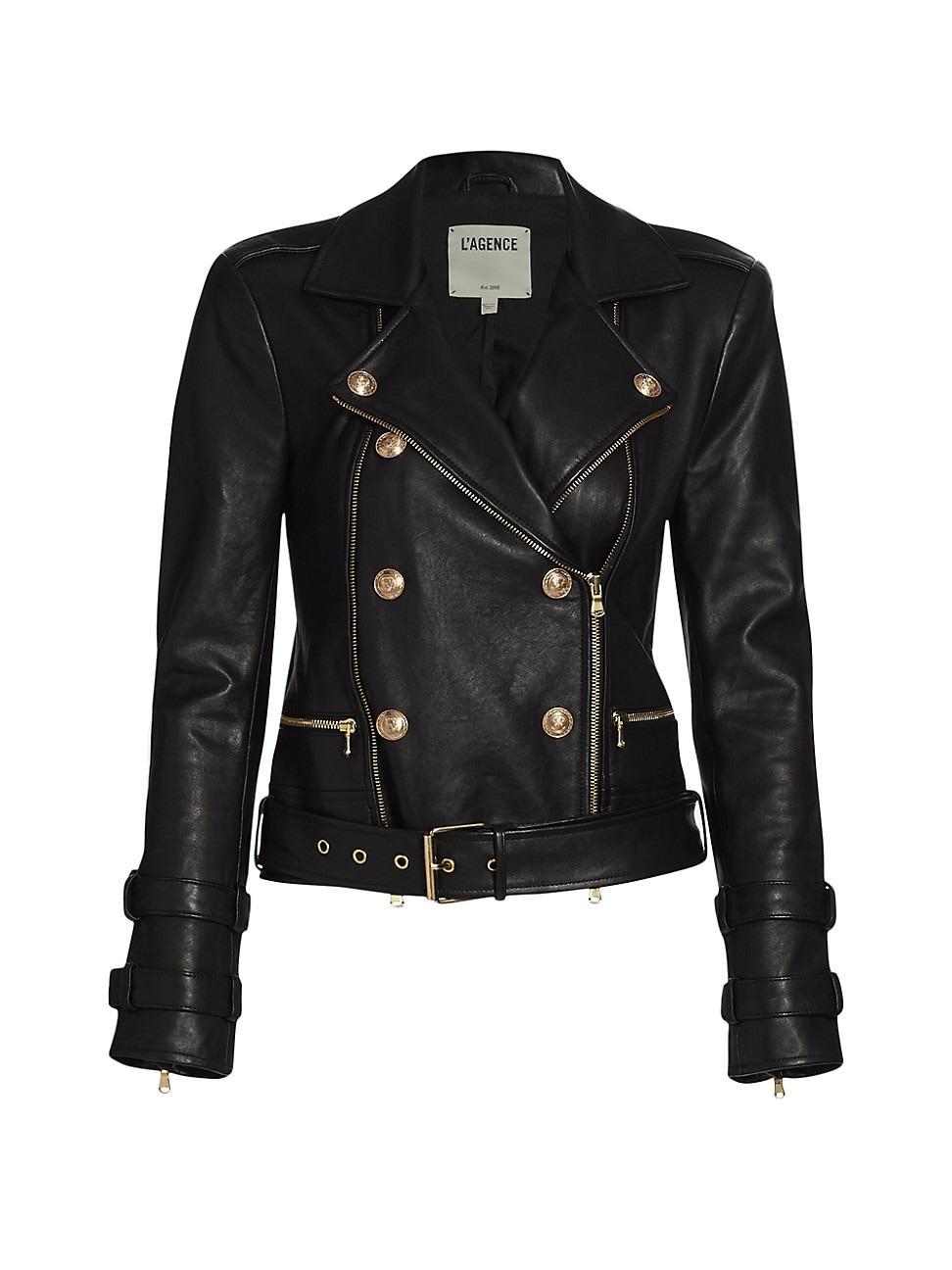 Billie Belted Leather Jacket Product Image