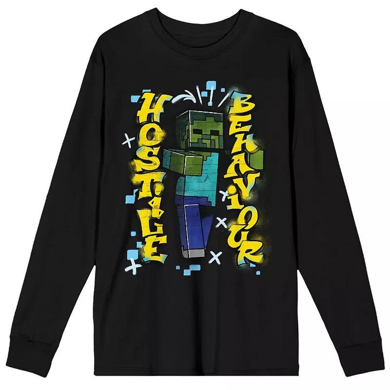 Mens Minecraft Hostile Behavior Long Sleeve Tee Product Image