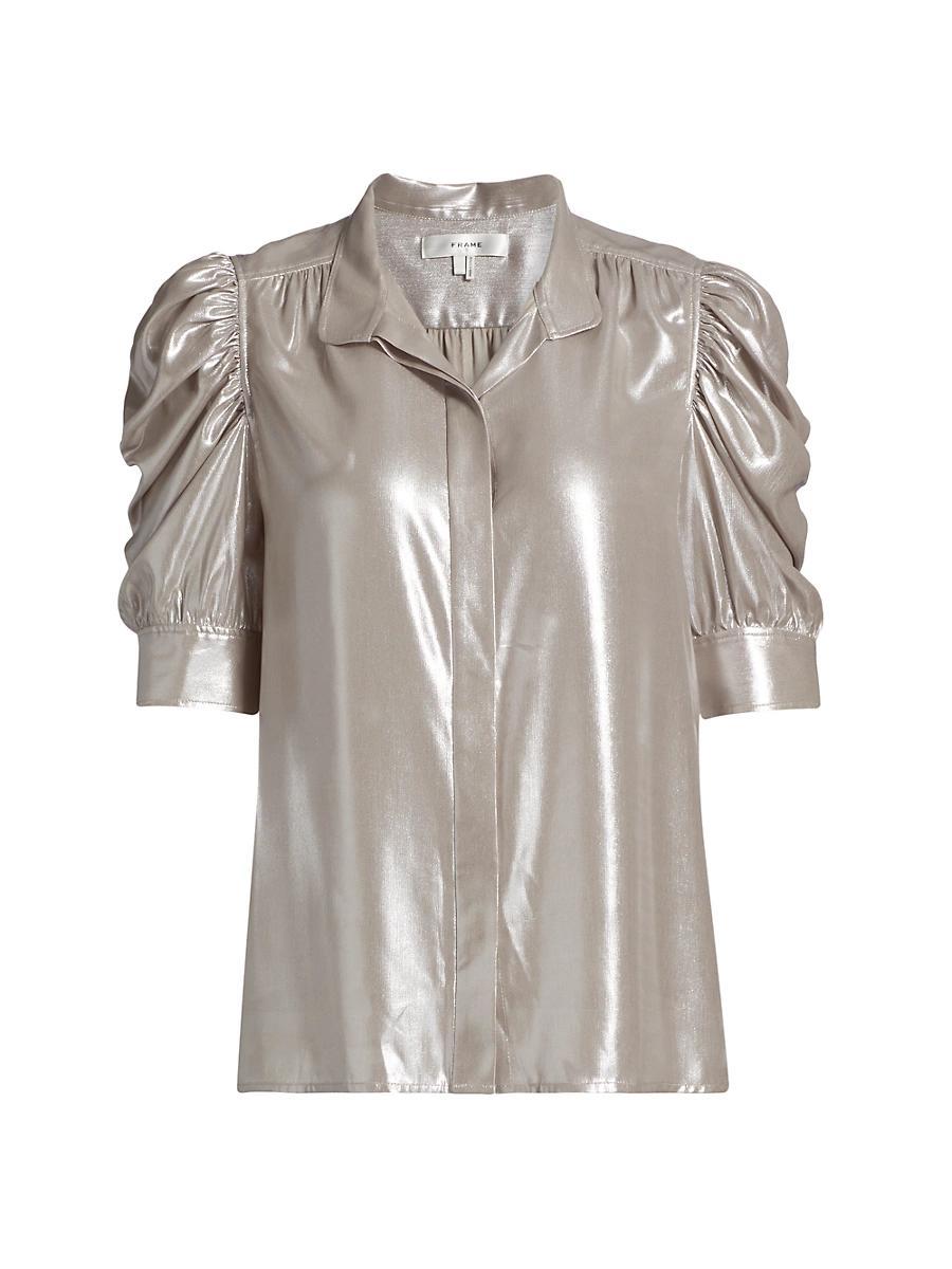 Womens Gillian Metallic Puff-Sleeve Top Product Image