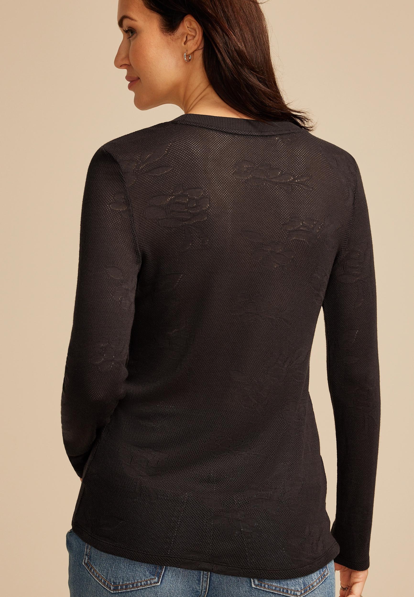  Floral Jacquard Mesh Top Product Image