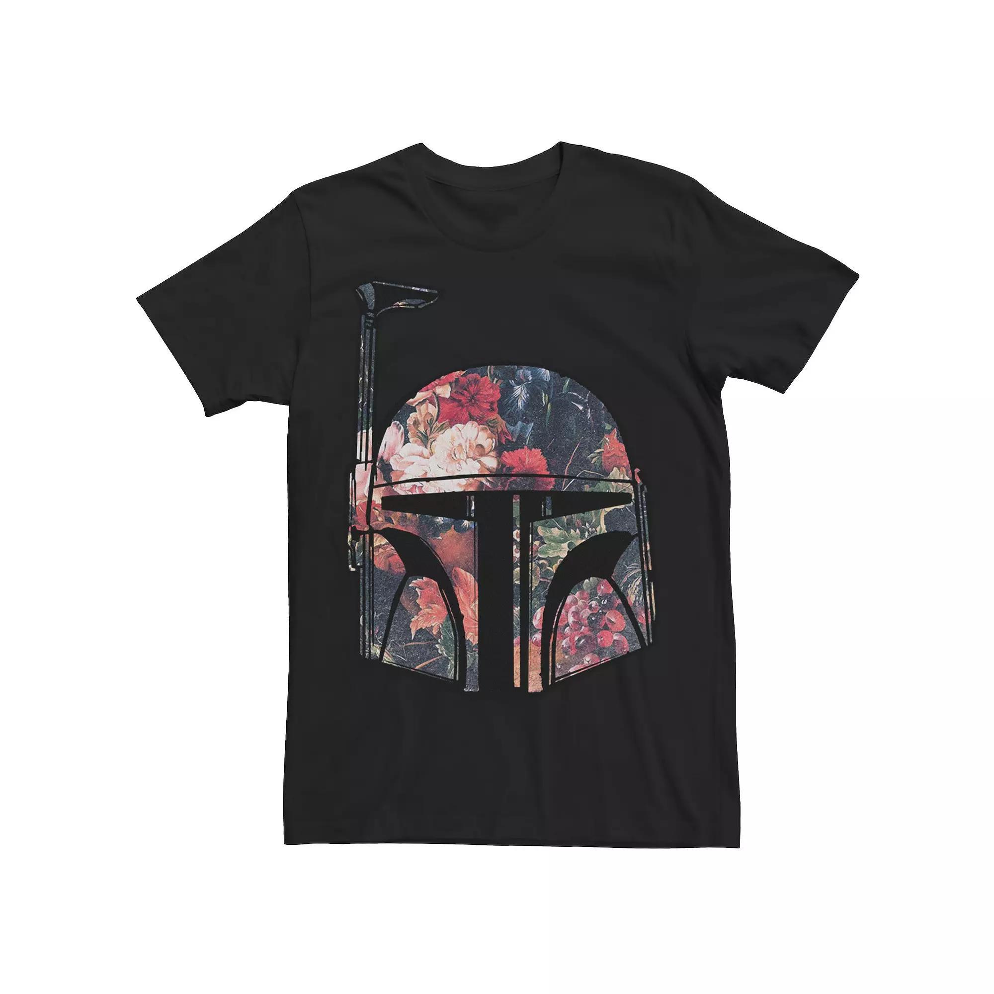 Men's Star Wars Boba Fett Floral Helmet Tee, Size: Small, Black Product Image