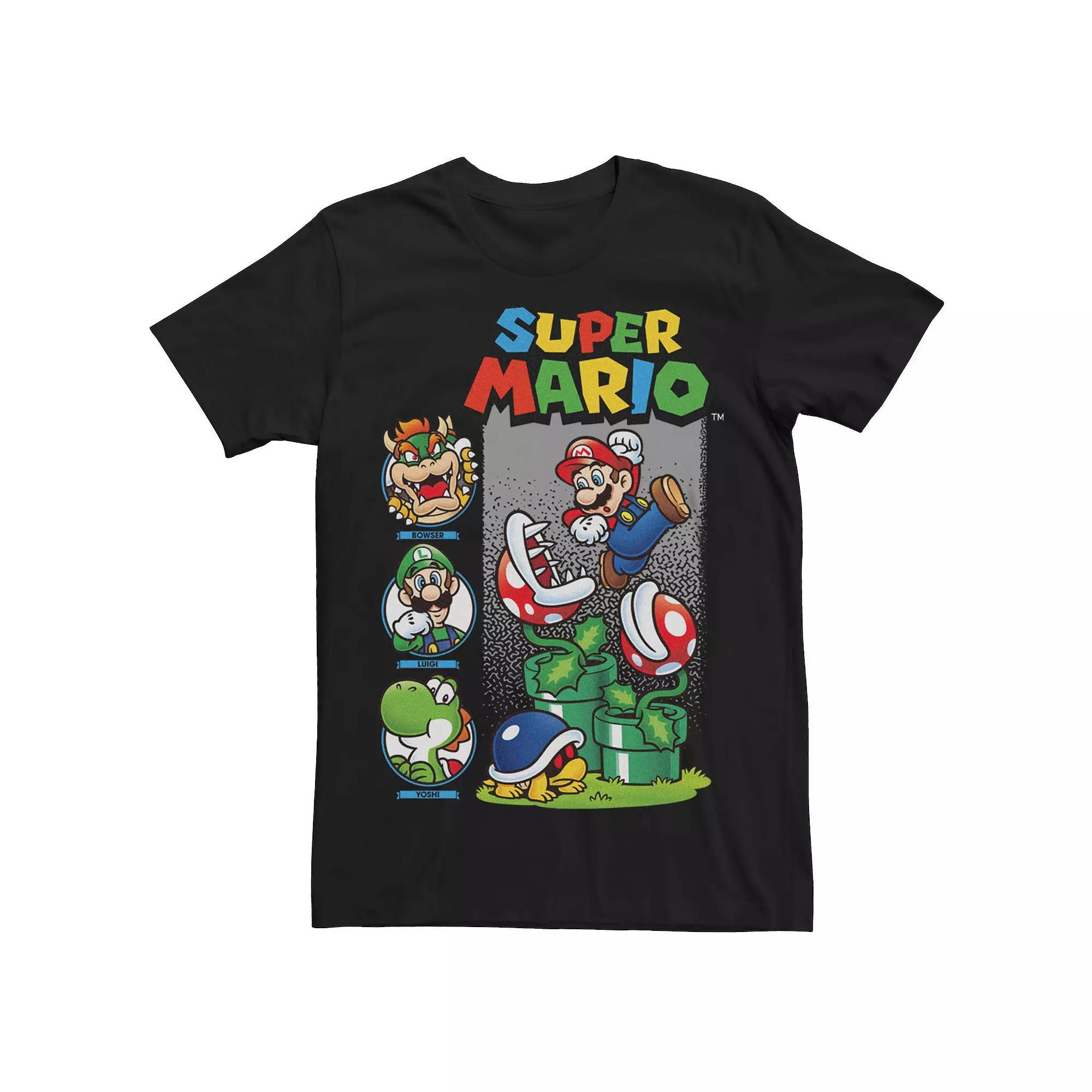 Men's Nintendo Super Mario Bros. Mario Jumping Plants Graphic Tee, Size: Medium, Black Product Image