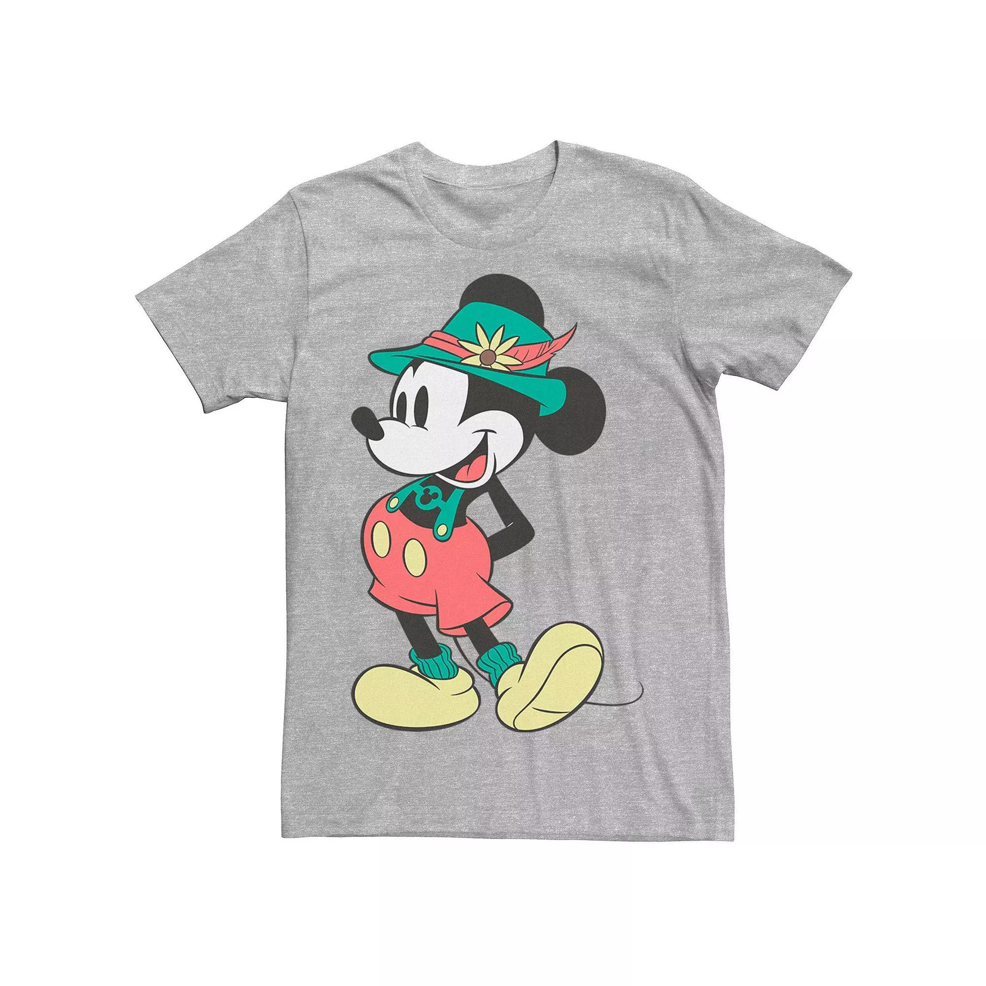 Disney's Mickey Mouse Happy Lederhosen Portrait Men's Tee, Size: XXL, Athletic Grey Product Image