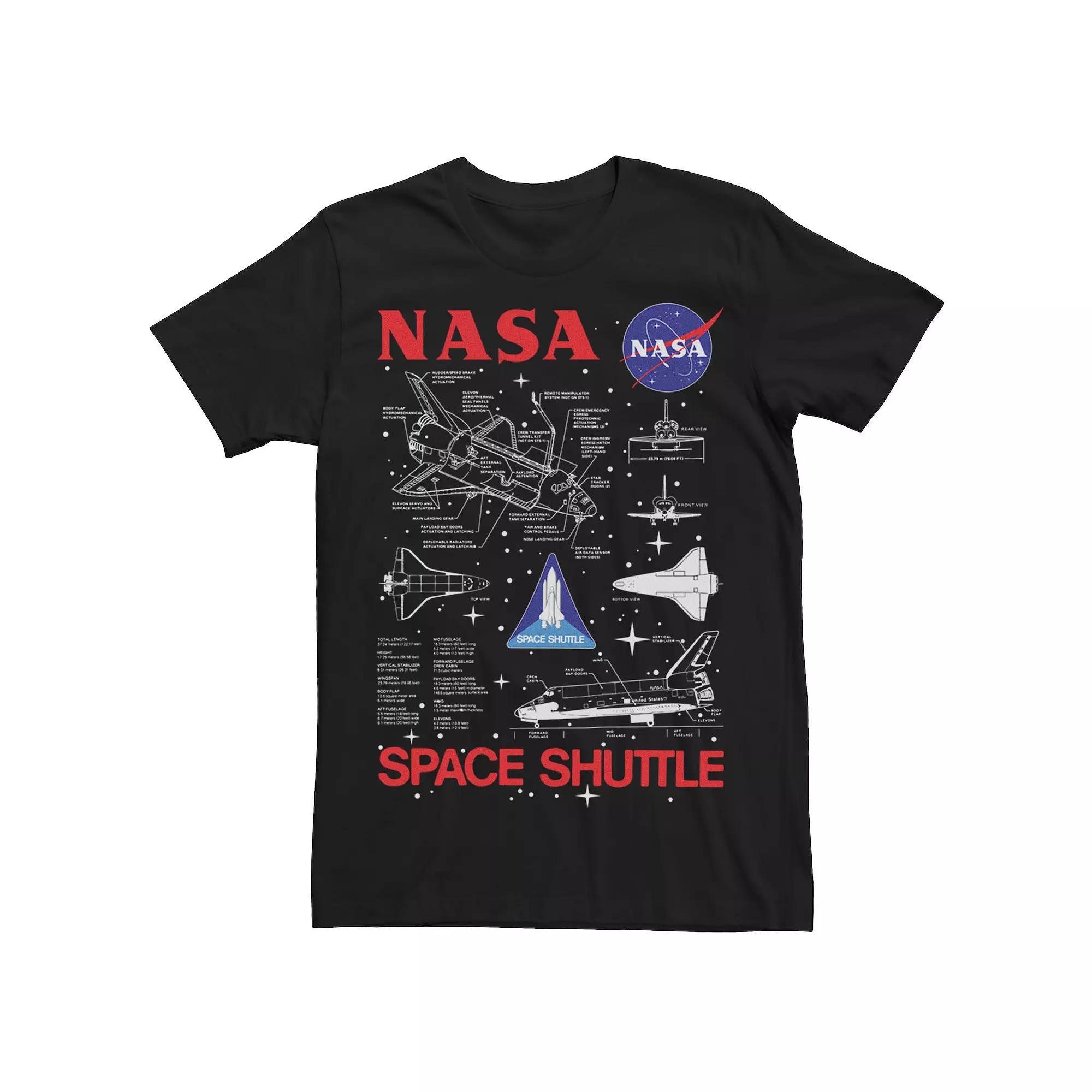 Men's NASA Space Shuttle Schematics Tee, Size: Large, Black Product Image