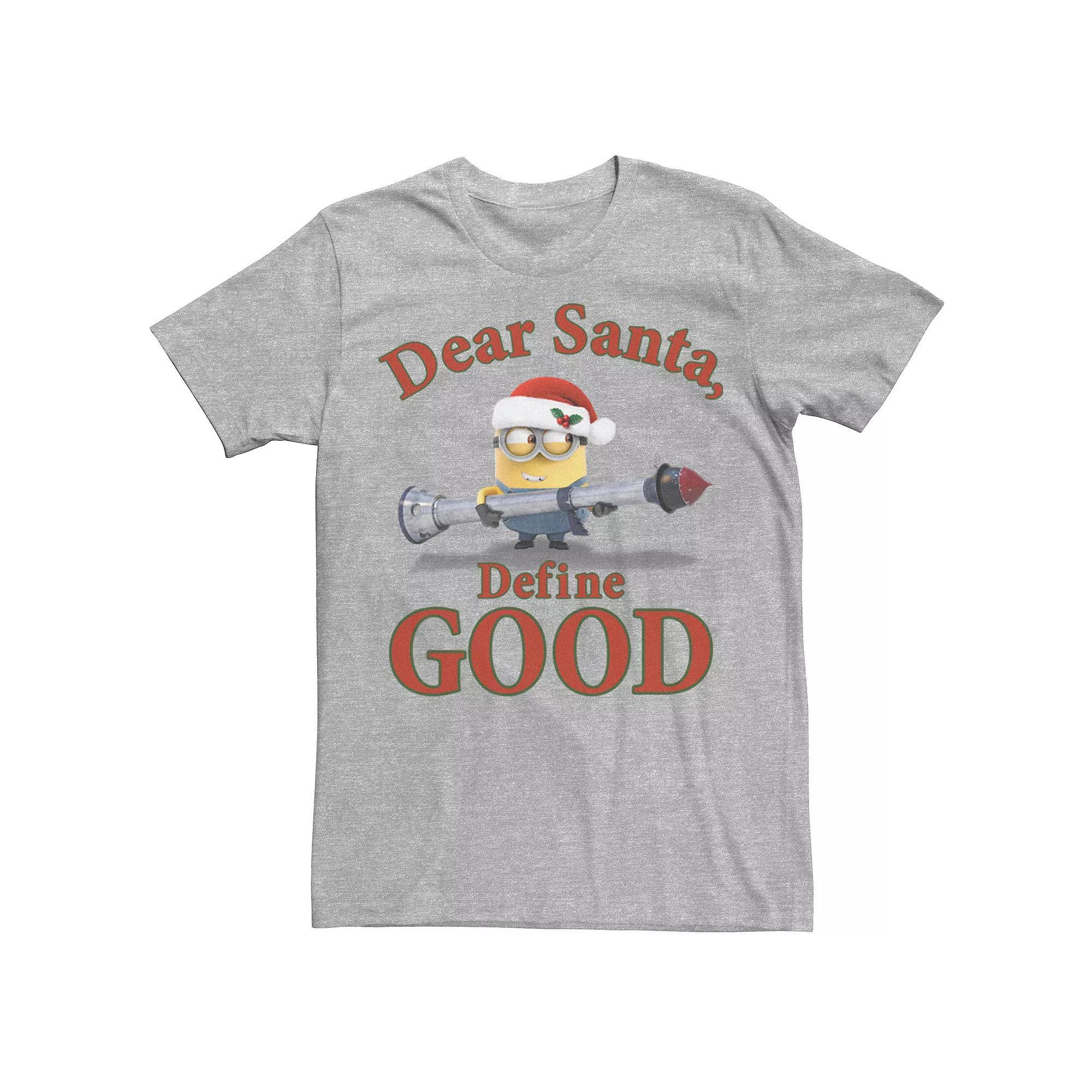 Men's Despicable Me Minions Dear Santa Define Good Tee, Size: 3XL, Athletic Grey Product Image