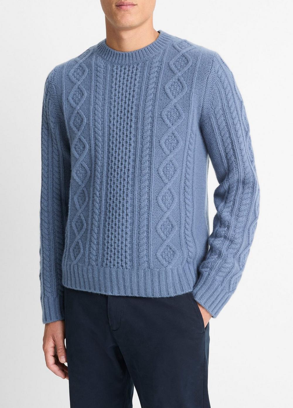 Aran Cable Wool Crew Neck Sweater Product Image