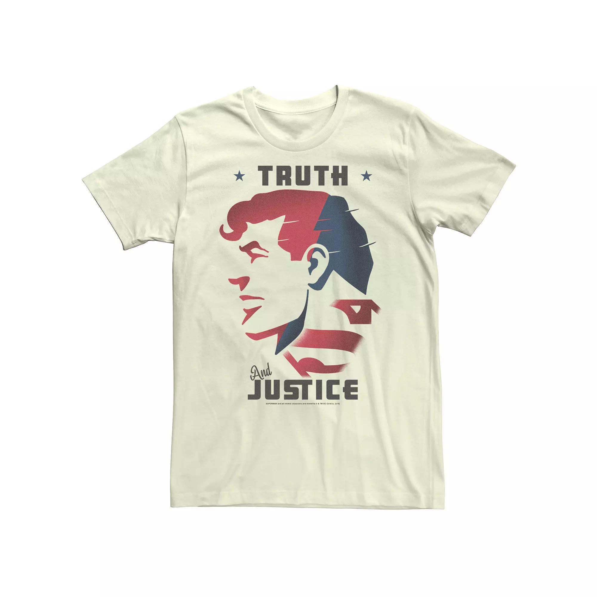 Men's DC Comics Superman Truth And Justice Head Shot Graphic Tee, Size: 3XL, Natural Product Image
