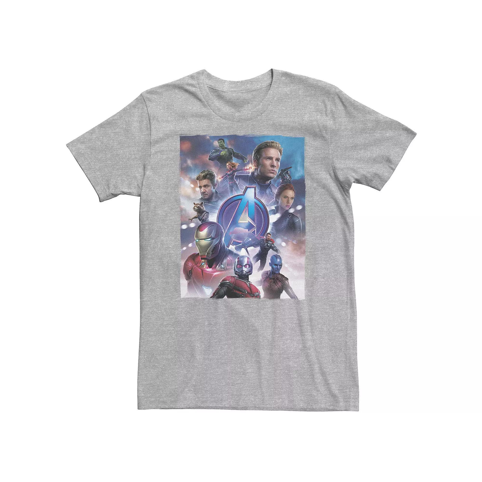 Big & Tall Marvel Avengers Endgame Main Character Poster Tee, Men's, Size: 3XL, Athletic Grey Product Image