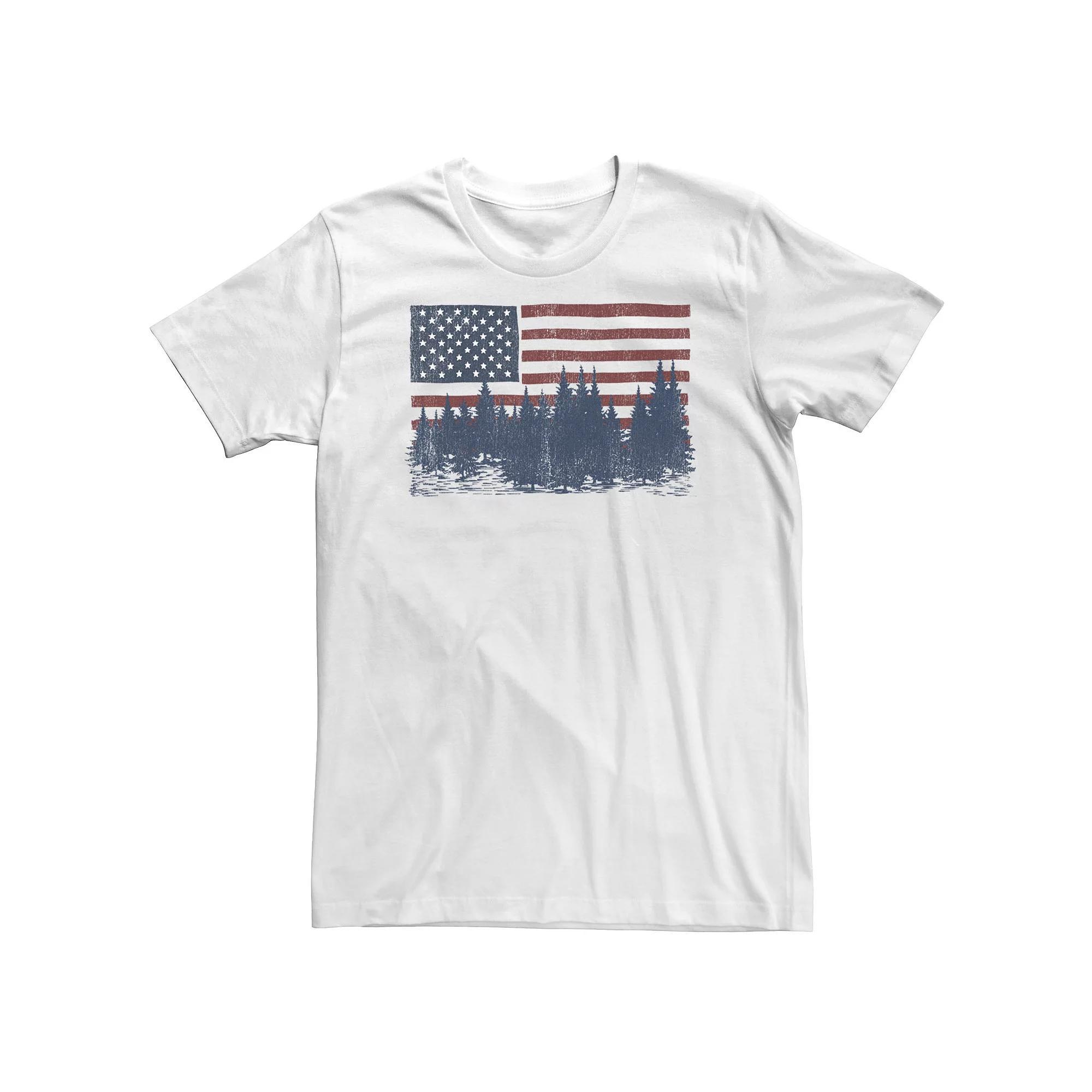 Big & Tall Americana Flag and Forest Silhouette Tee, Men's, Size: 5XL, White Product Image