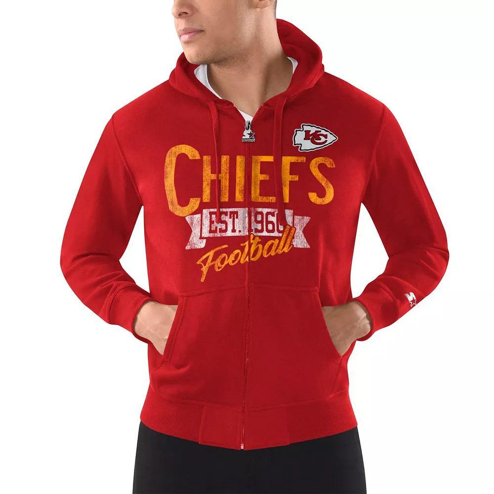 Men's Starter Red Kansas City Chiefs Domestic Post Season Full-Zip Hoodie, Size: Large Product Image