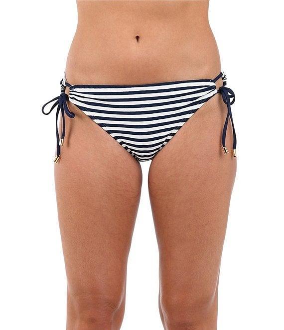 La Blanca Set Sail Ribbed Knit Adjustable Tie Side Hipster Swim Bottom Product Image
