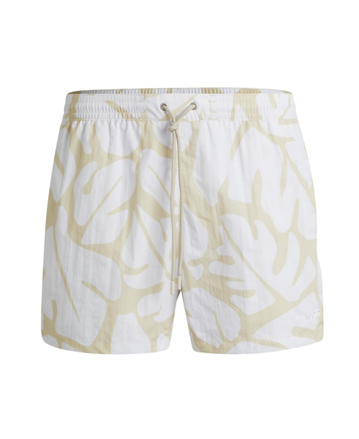 Quick-dry Swim Shorts With Seasonal Pattern In White Product Image