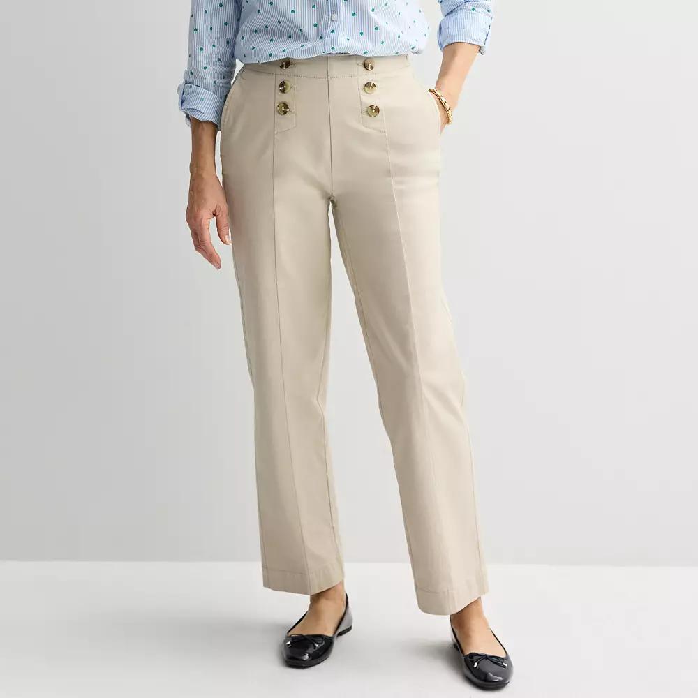 Petite Croft & Barrow Sailor Button Chino Pants, Womens Product Image