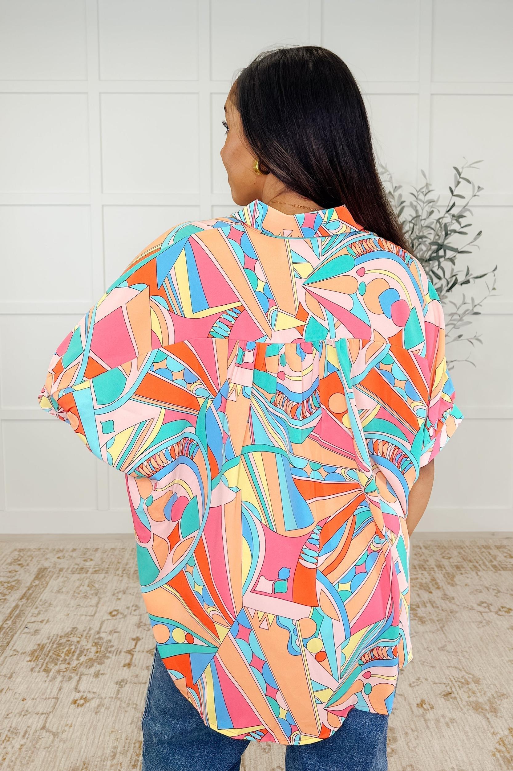 Lizzy Flutter Sleeve Top in Royal and Magenta Mod Floral Product Image