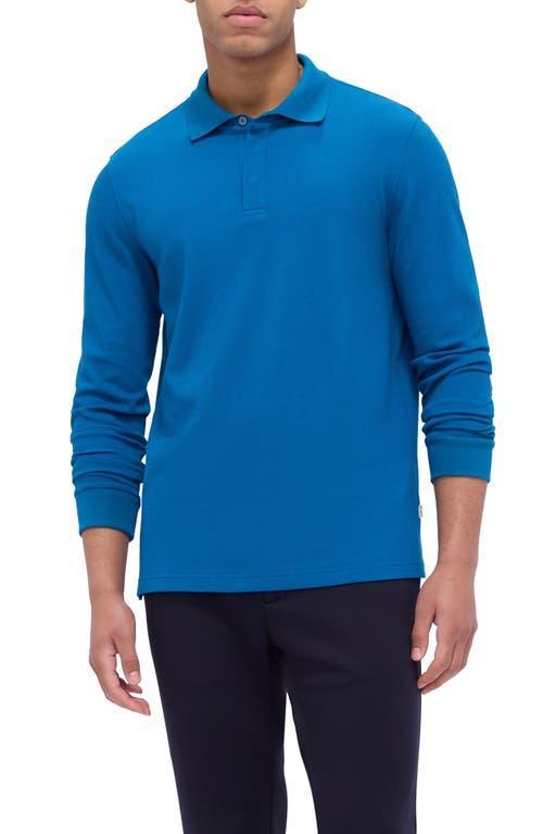 BUGATCHI Honeycomb Knit Long Sleeve Polo In Sapphire Product Image