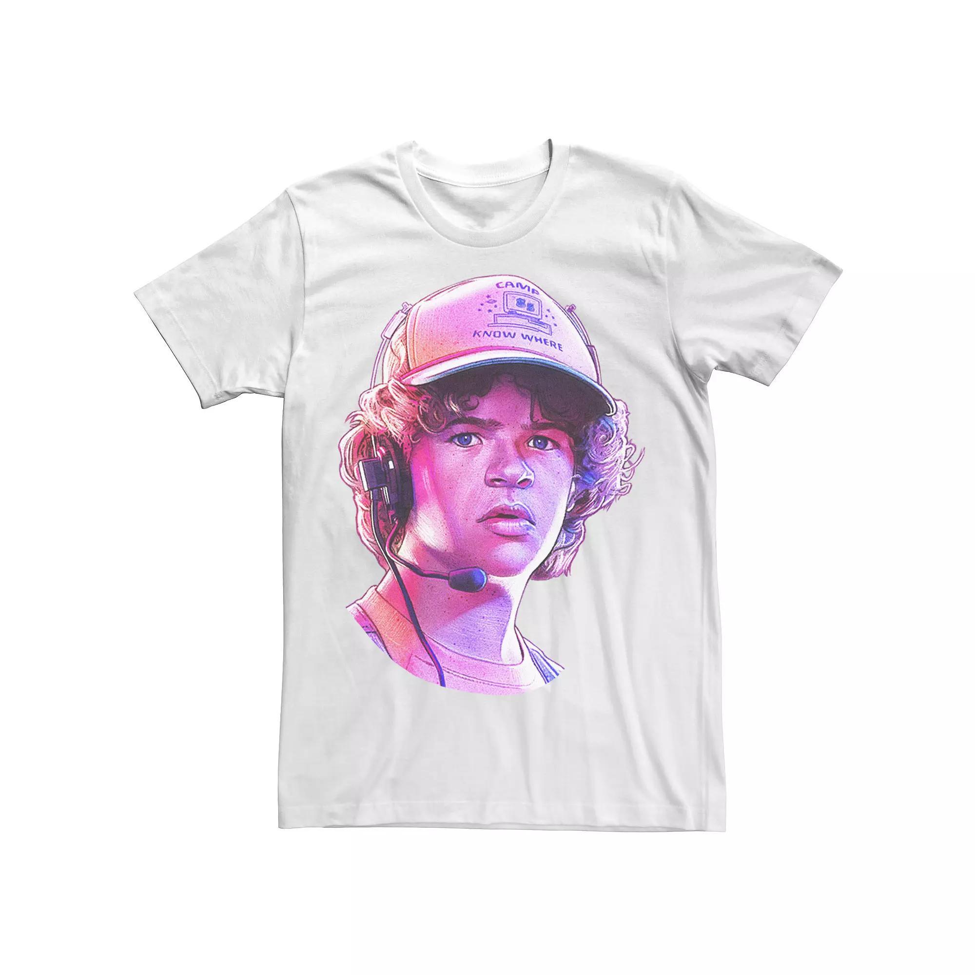 Men's Stranger Things Dusty Large Rose Tone Portrait Tee, White Product Image
