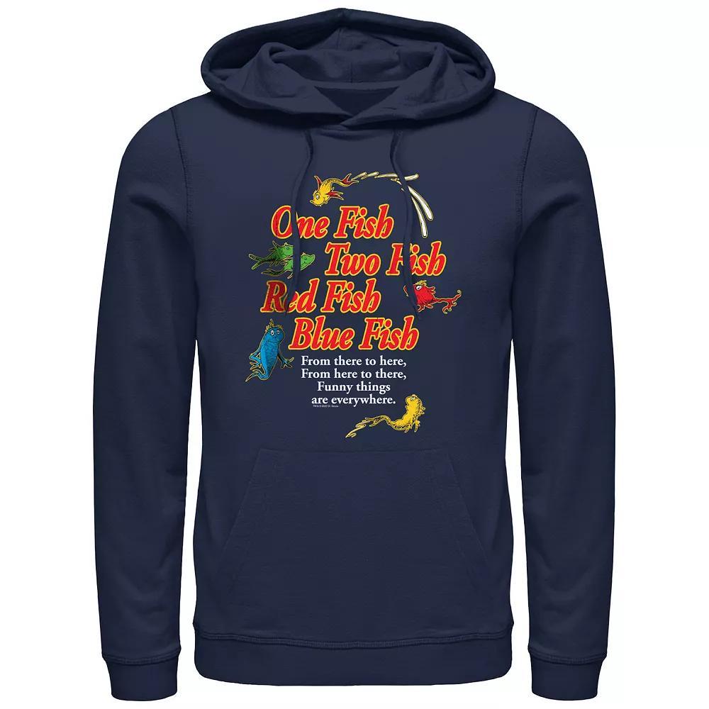 Men's Dr. Seuss One Fish Two Fish Red Fish Blue Fish Poster Graphic Hoodie, Size: Small Product Image