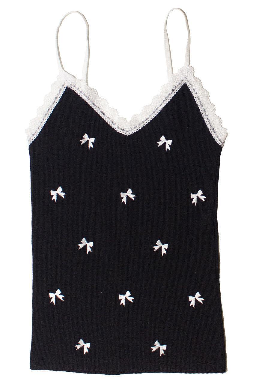 Lace Trim Embroidered Bow Cami Product Image