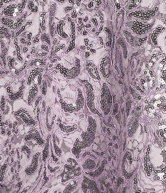 Honey and Rosie Square Neck Double Layer Skirt Ruffle Detail Sequin Embroidery Lace Mesh Dress Product Image