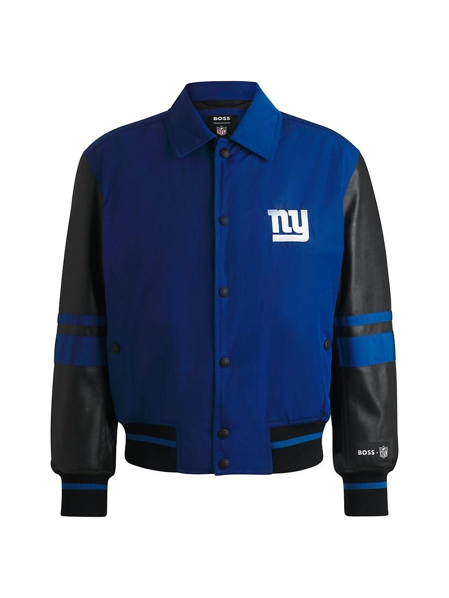 Mens BOSS x NFL Mixed-Material Jacket with Faux-Leather Sleeves Product Image