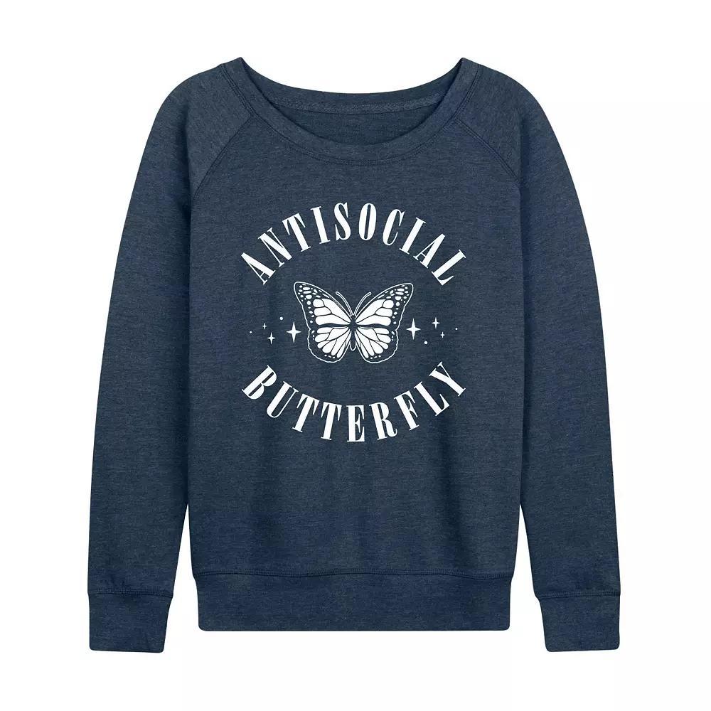 Women's Antisocial Butterfly Graphic Tee, Girl's, Size: XL, Grey Indigo Product Image
