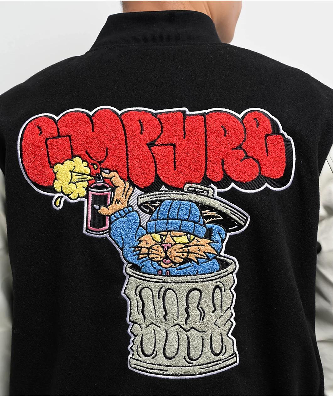 Empyre Cat A Tat Black & Cream Varsity Jacket Product Image