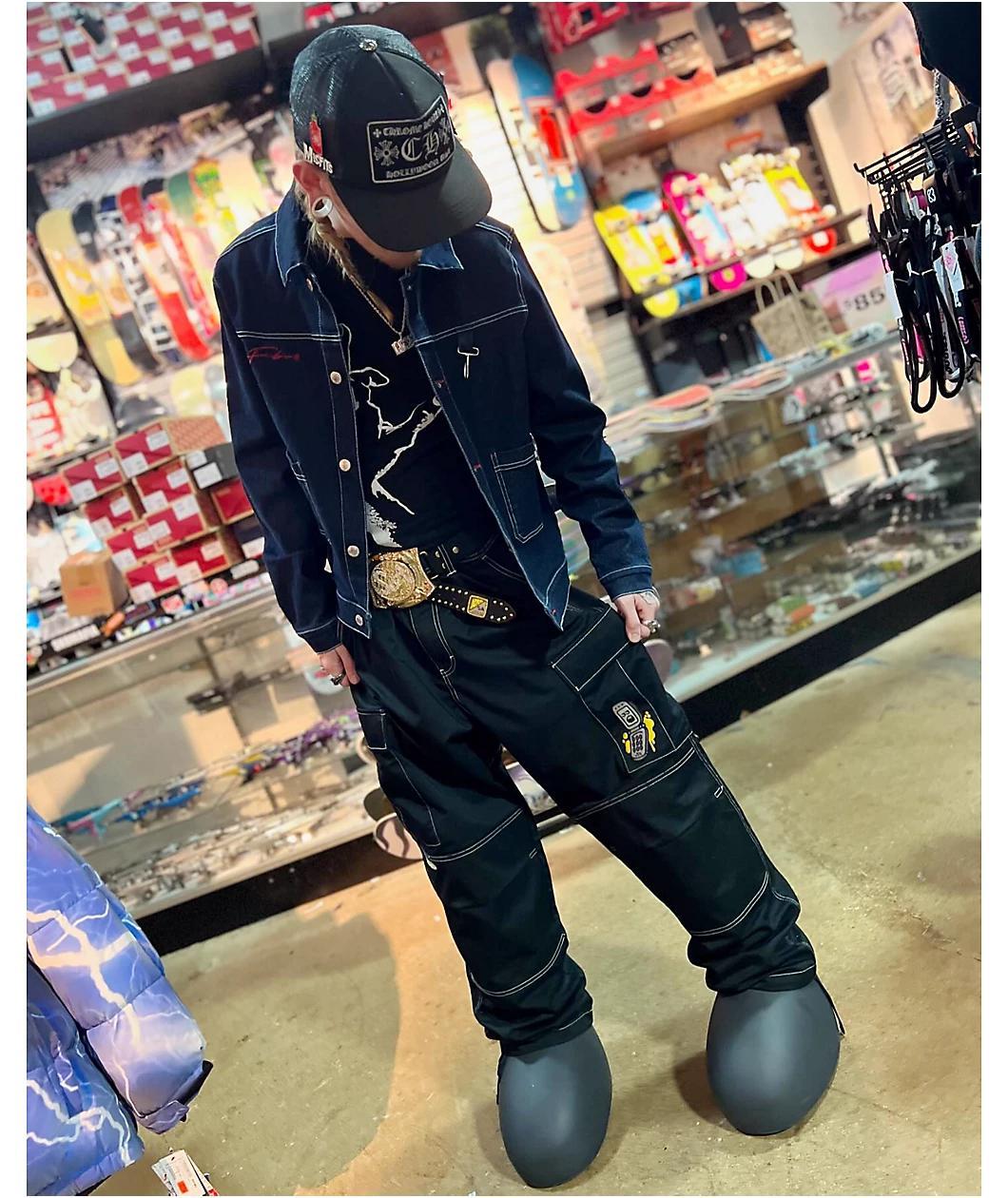 Empyre Ultra Loose Embroidered Cell Phone Black Cargo Pants Product Image