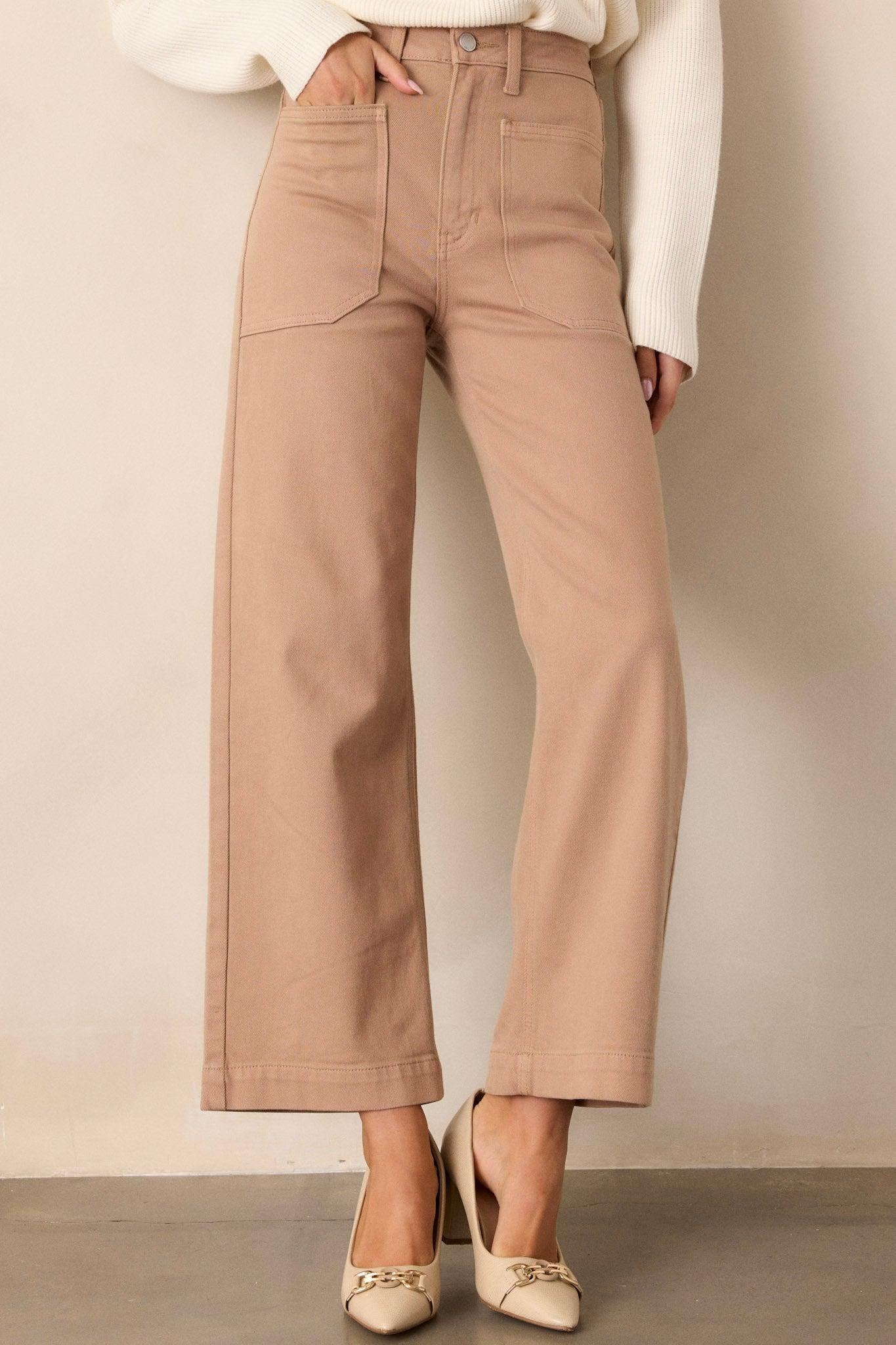 Around The City Tan Wide Leg Jeans Product Image