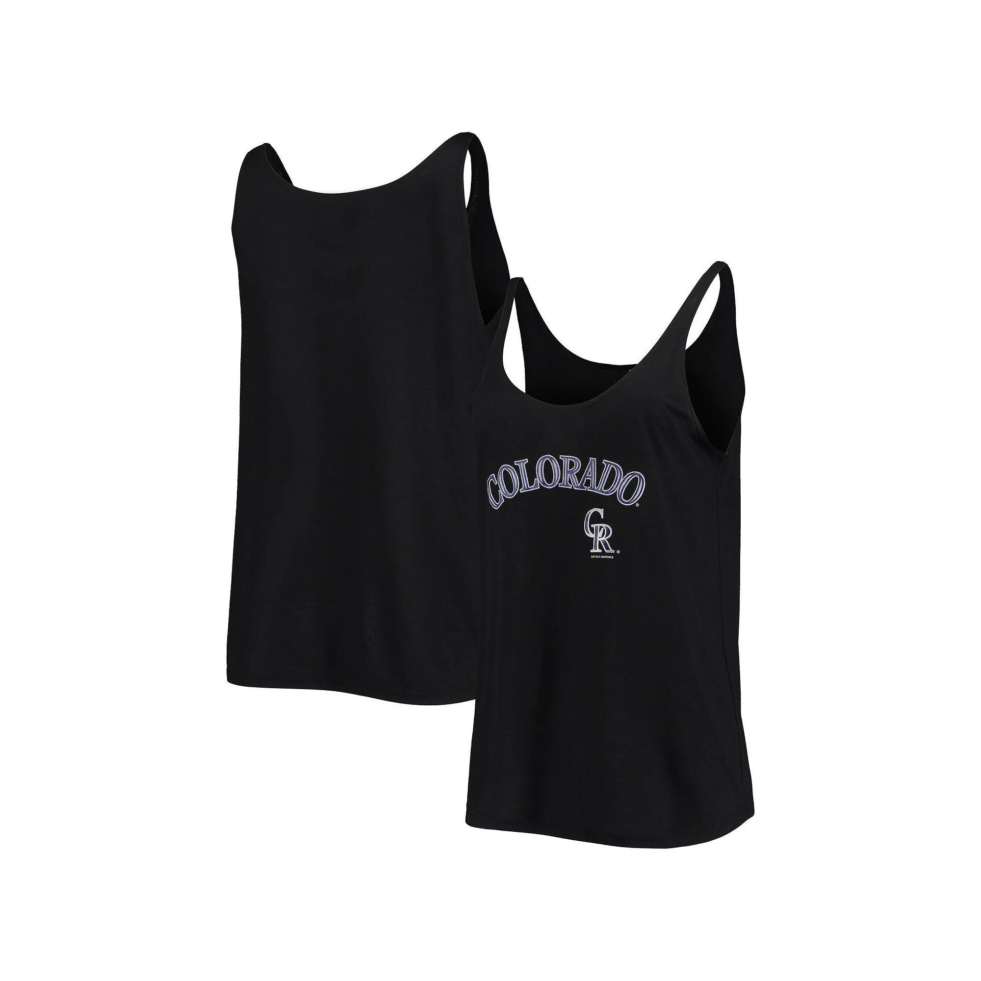 Women's Soft as a Grape Black Colorado Rockies Slouchy Tank Top,  Product Image