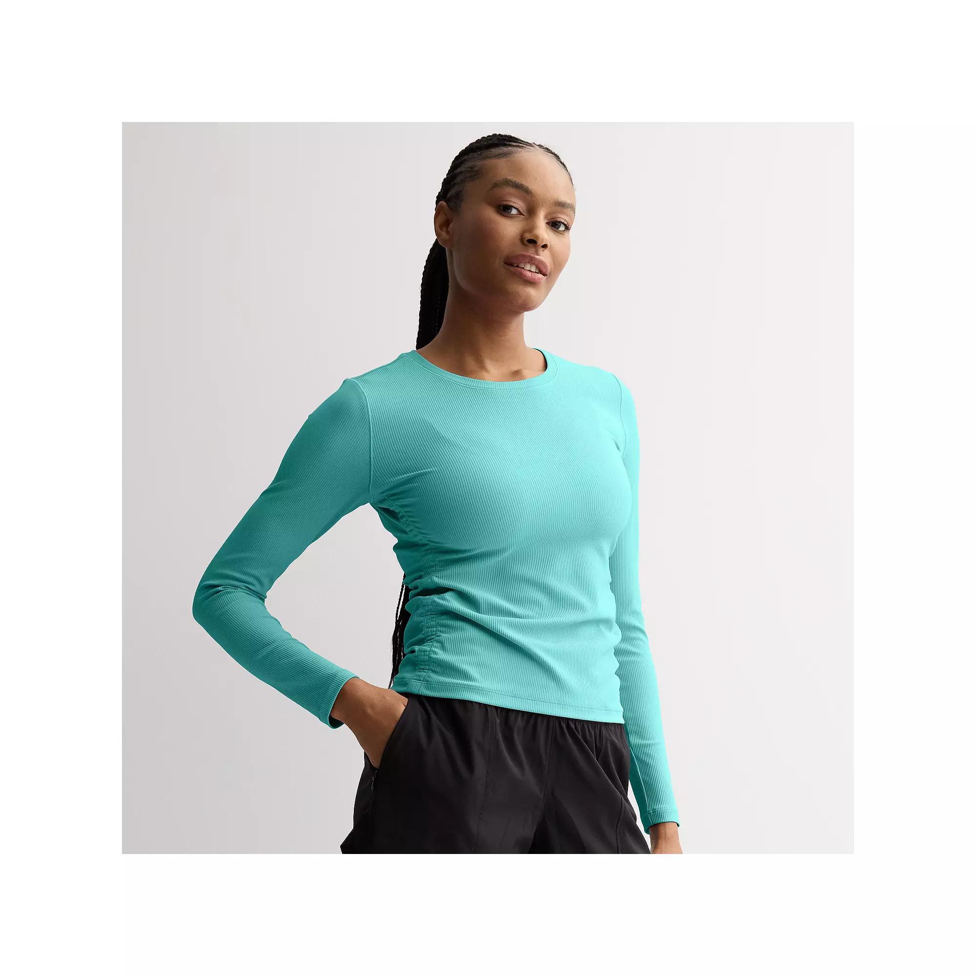 Women's Tek Gear® Shirred Rib Long Sleeve Top, Size: Small, Solomon Product Image