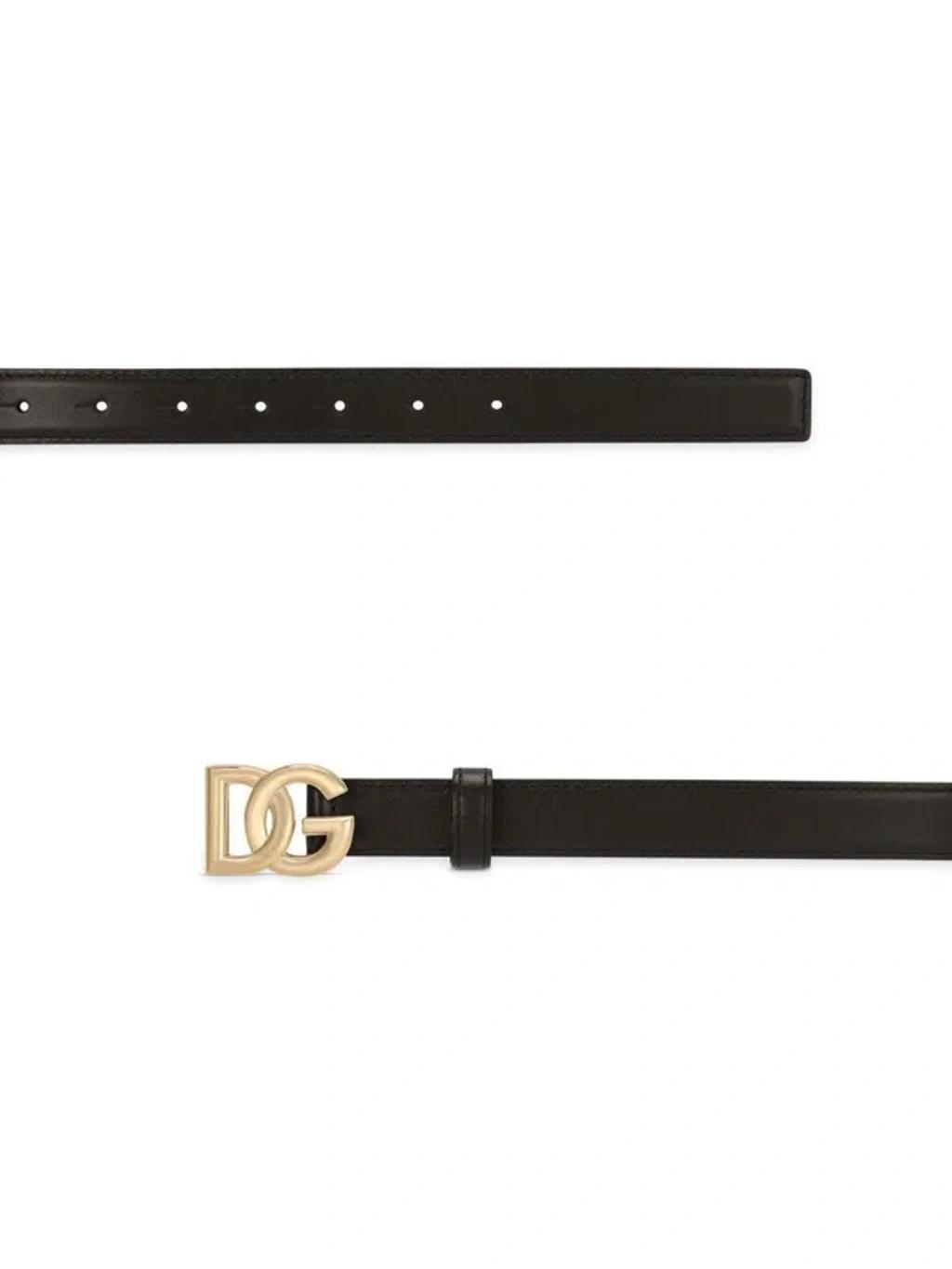 DOLCE & GABBANA Dg Logo Leather Belt In Black Product Image