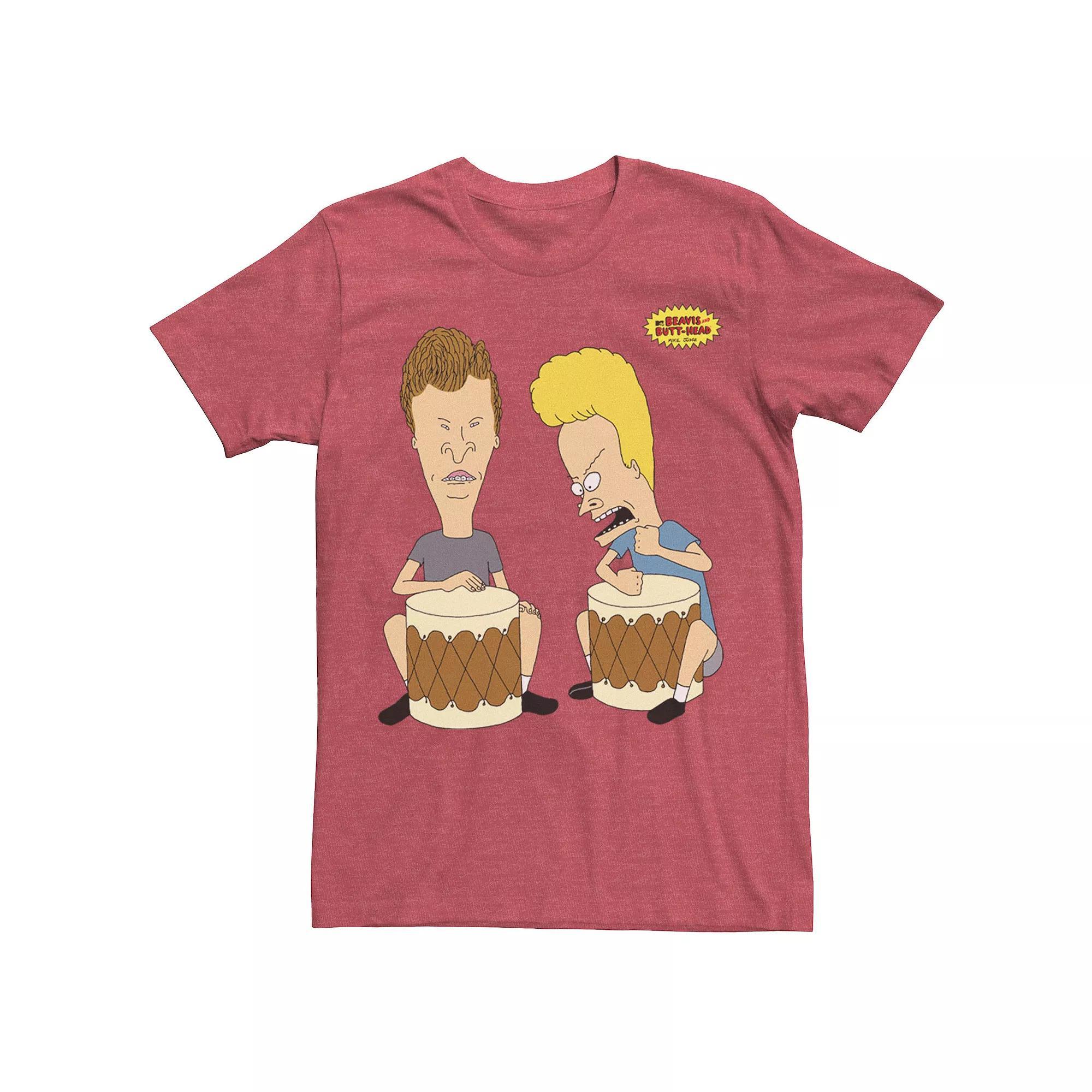 Men's Beavis And Butthead Playing Bongos Portrait Tee,  Product Image