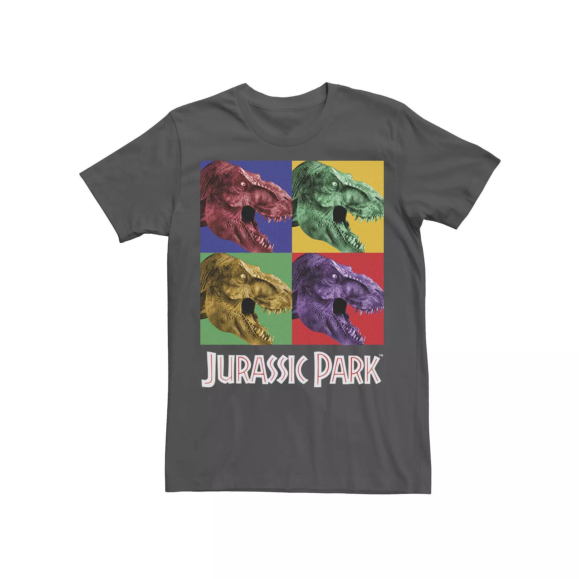 Men's Jurassic Park Four Square Dino Pop Art Style Tee, Size: Medium, Red Product Image