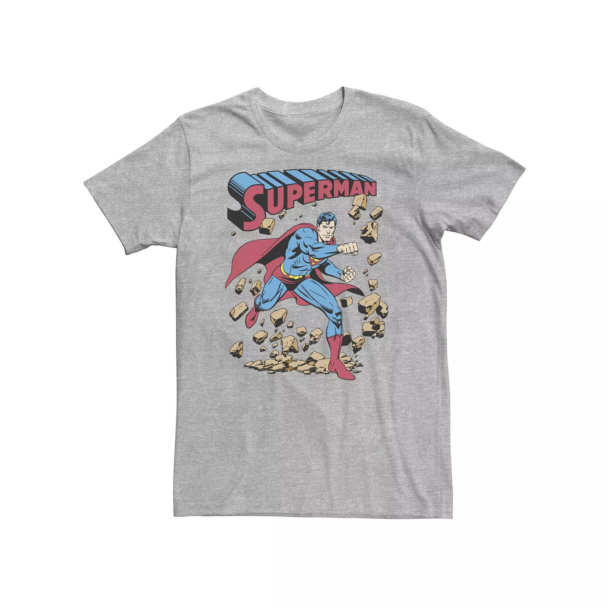 Big & Tall DC Comics Superman Smash Rocks Vintage Poster Tee, Men's, Size: 4XL, Athletic Grey Product Image