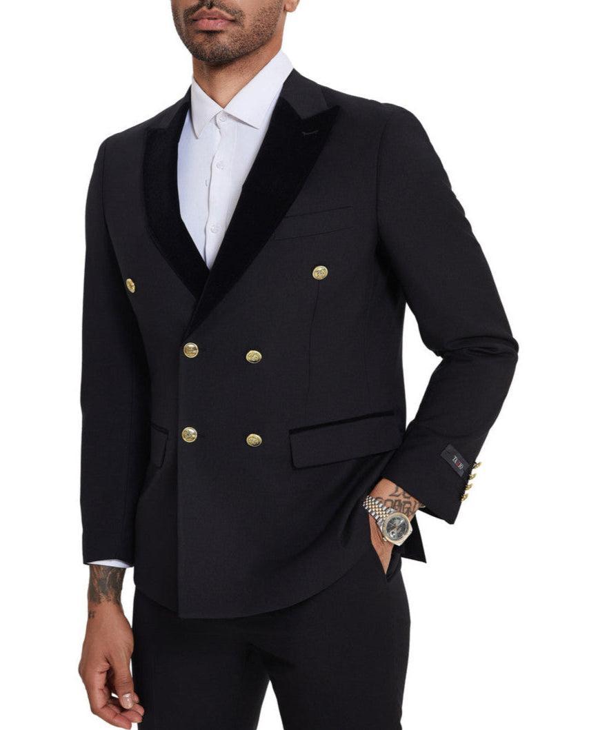 Black 2 Piece Slim Fit Double Breasted Tuxedo Product Image