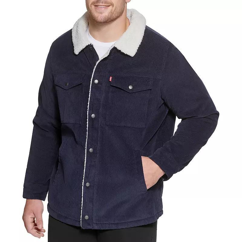 Big & Tall Levis Classic Corduroy Sherpa-Lined Trucker Jacket, Mens Blue Product Image