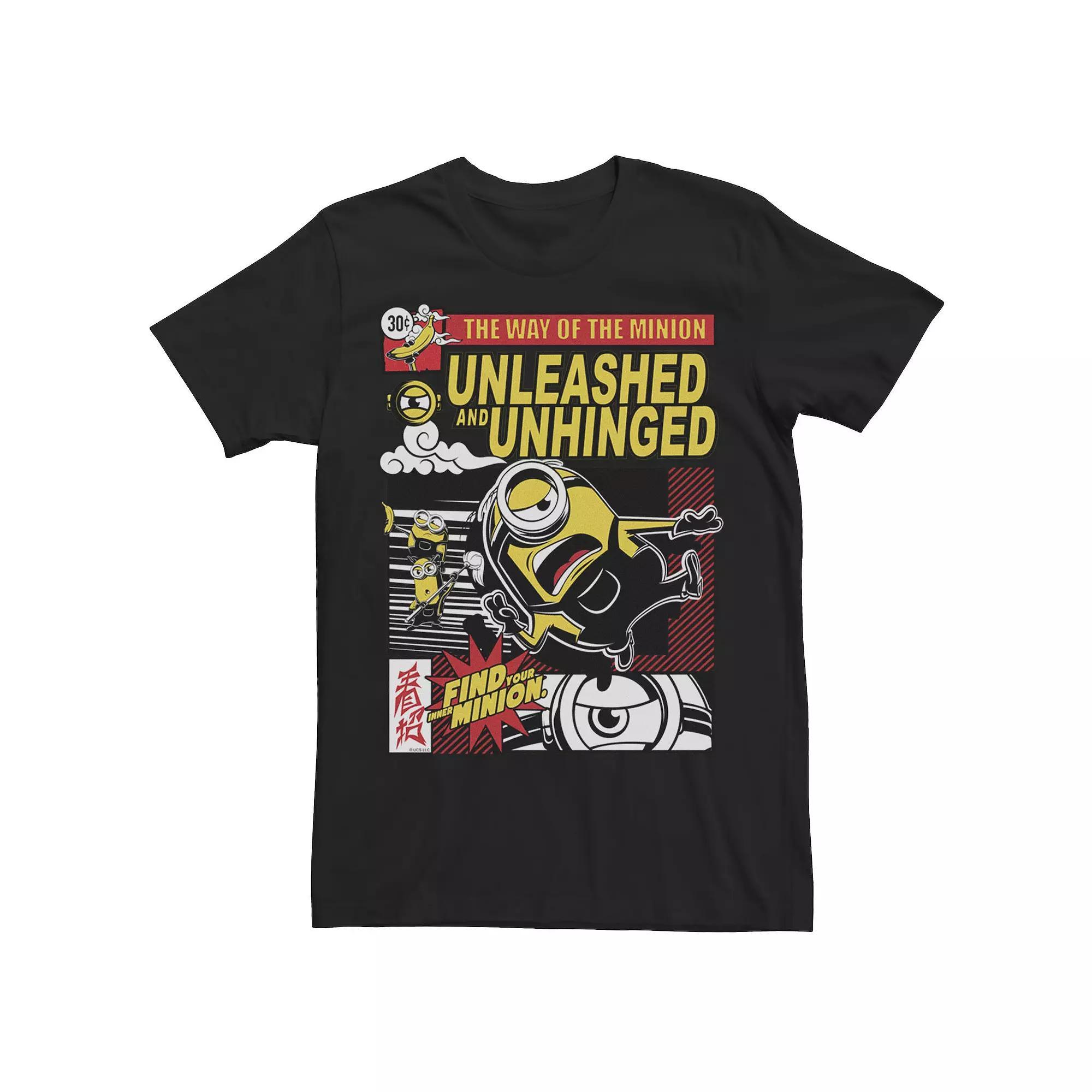 Men's Minions 2 Unleashed And Unhinged Comic Cover Tee, Size: XXL, Black Product Image